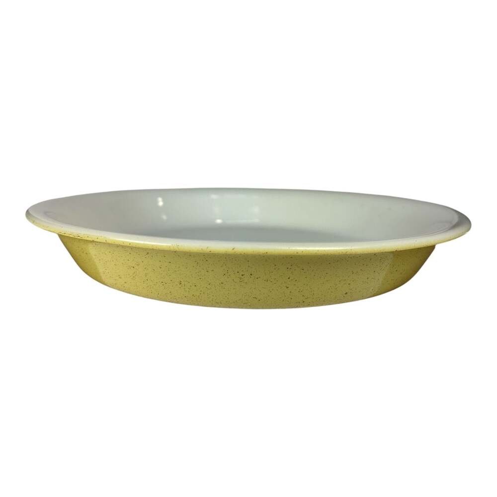Vintage Pyrex 8.5 Inch Desert Dawn Yellow Speckled Pie Plate Ovenware #209 USA - Picture 5 of 8